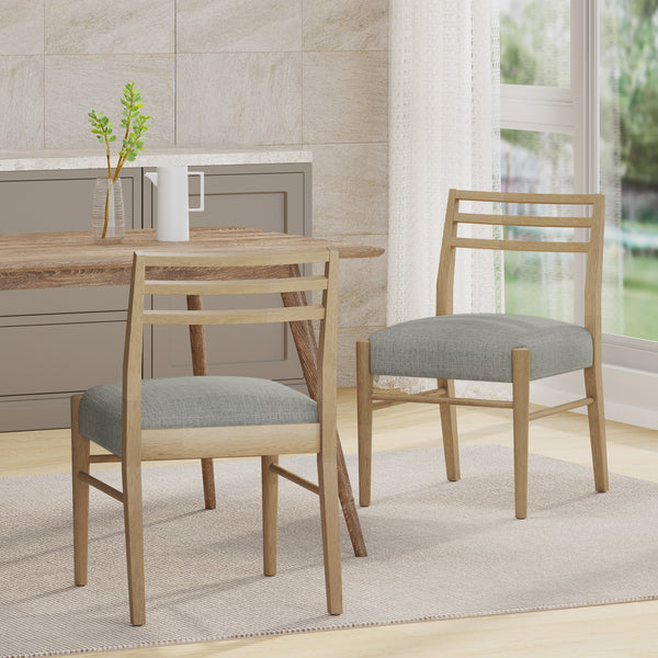 Gdf Studio Felly Farmhouse Fabric Upholstered Wood Dining Chairs Set Of 2