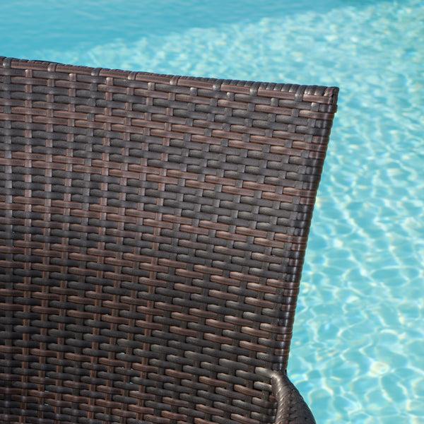Gdf Studio Fern Outdoor 7 Piece Stacking Multi-brown Wicker And Concrete Dining Set