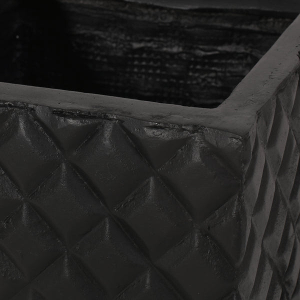 Gdf Studio Fernald Outdoor Cast Stone Square Box Planter Matte Black