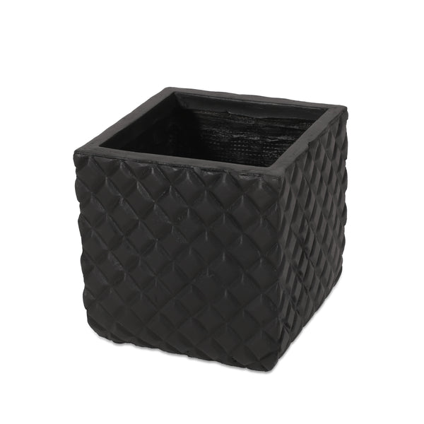 gdf studio Fernald Outdoor Cast Stone Square Box Planter Matte Black