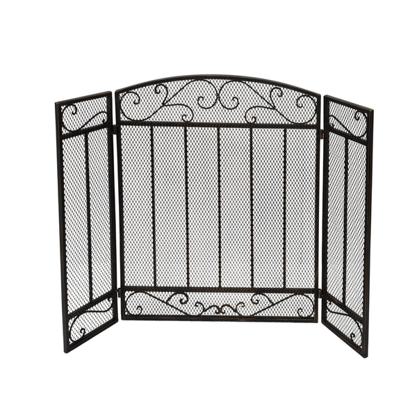 Gdf Studio Fernando Contemporary Three Panel Iron Firescreen