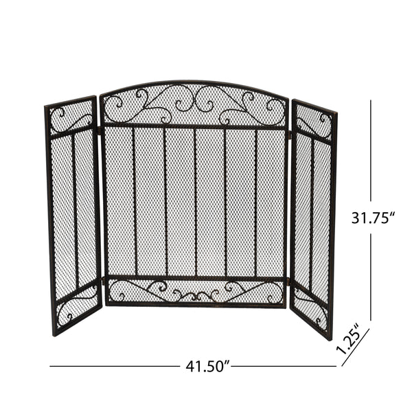 Gdf Studio Fernando Contemporary Three Panel Iron Firescreen