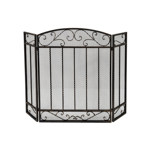gdf studio Fernando Contemporary Three Panel Iron Firescreen
