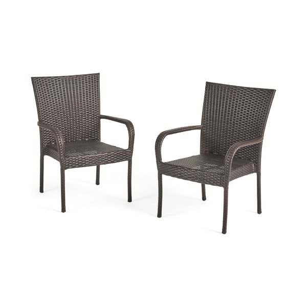 Gdf Studio Ferndale Outdoor Contemporary Wicker Stacking Chairs