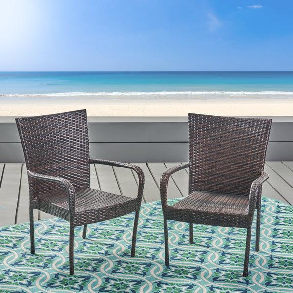 Gdf Studio Ferndale Outdoor Contemporary Wicker Stacking Chairs