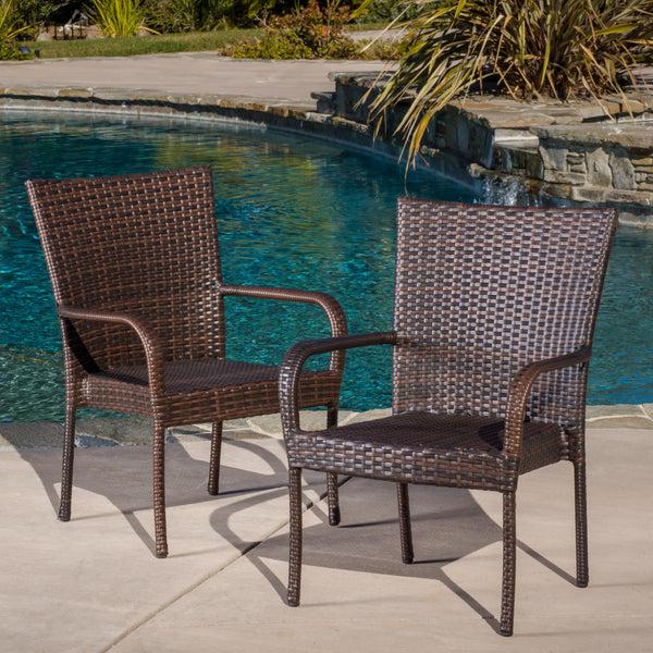 gdf studio Ferndale Outdoor Contemporary Wicker Stacking Chairs