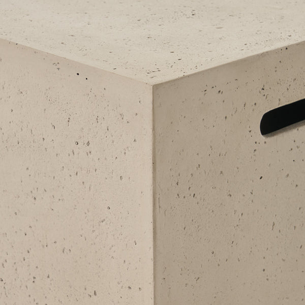 Gdf Studio Fernhill Outdoor 50 000 BTU Lightweight Concrete Rectangular Fire Pit Table With Tank Holder Light Gray