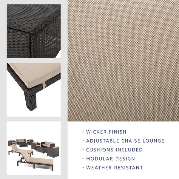 Gdf Studio Feronia Outdoor 10 Piece Wicker Patio Set W/ Water Resistant Cushions