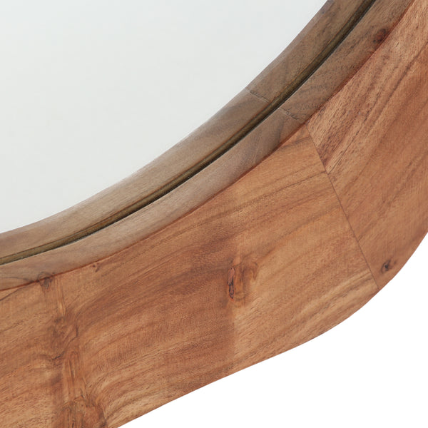 Gdf Studio Ferrat Rustic Handcrafted Acacia Wood Round Wall Mirror Natural