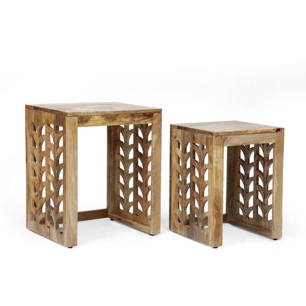 Gdf Studio Ferrell Handcrafted Boho Mango Wood Nesting Tables