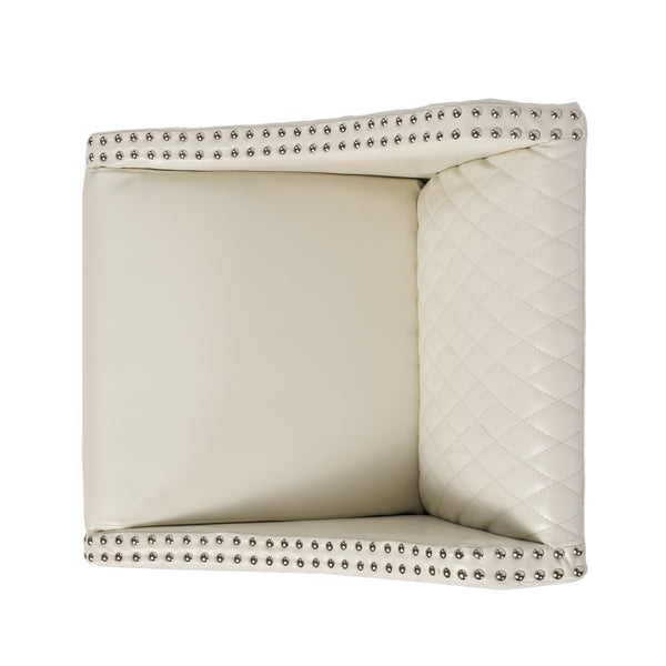 Gdf Studio Filton Contemporary Quilted Ivory Leather Counterstool With Nailhead Accents
