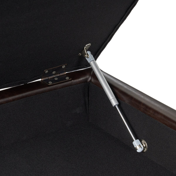 Gdf Studio Finn Tufted Brown Leather Square Storage Ottoman Coffee Table