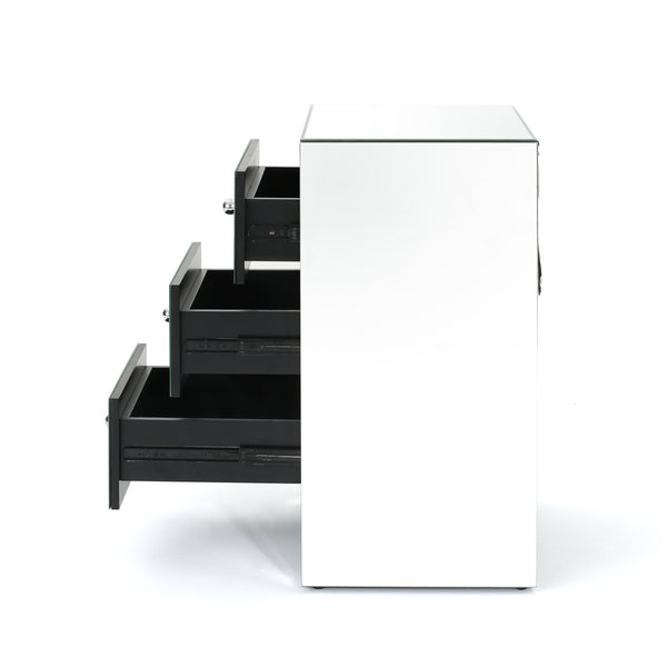 Gdf Studio Fiona Classic Mirror Finished 3 Drawer Side Table