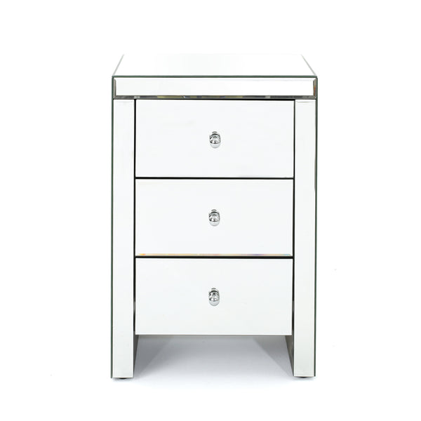 gdf studio Fiona Classic Mirror Finished 3 Drawer Side Table