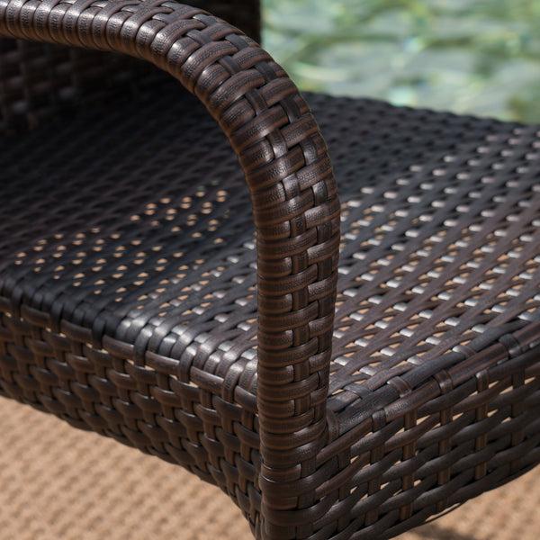 Gdf Studio Fiona Outdoor 7 Piece Wicker Dining Set With Concrete Dining Table