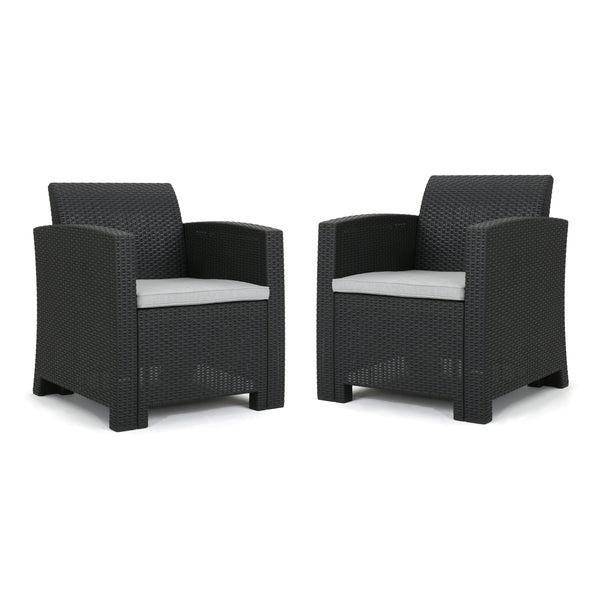 gdf studio Fiona Outdoor Wicker Print Club Chairs with Water Resistant Cushions