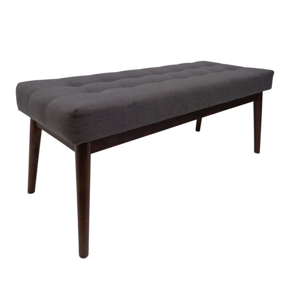 gdf studio Flora Mid-Century Button Tufted Fabric Ottoman Bench with Tapered Legs