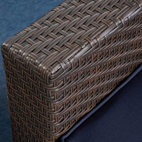 Gdf Studio Florence Patio Swivel Chairs Wicker With Outdoor Cushions Multi-Brown And Navy Blue