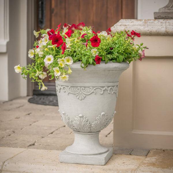 Gdf Studio Floriana Outdoor Traditional Roman White Lightweight Concrete Garden Planter Urn