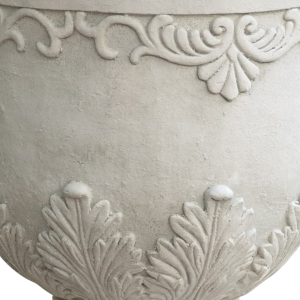 Gdf Studio Floriana Outdoor Traditional Roman White Lightweight Concrete Garden Planter Urn