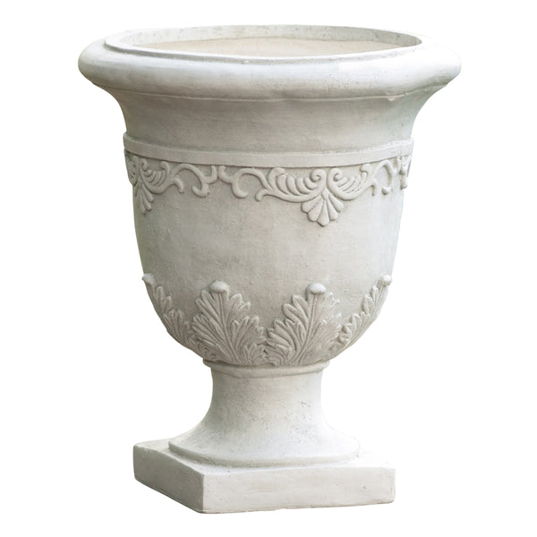 gdf studio Floriana Outdoor Traditional Roman White Lightweight Concrete Garden Planter Urn