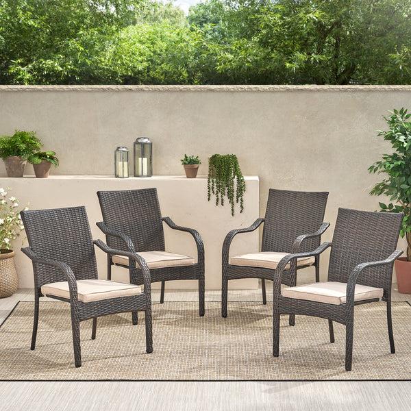 Gdf Studio Florianopolis Brown Wicker Stacking Chairs (Set Of 4)