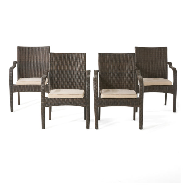 gdf studio Florianopolis Brown Wicker Stacking Chairs (Set of 4)