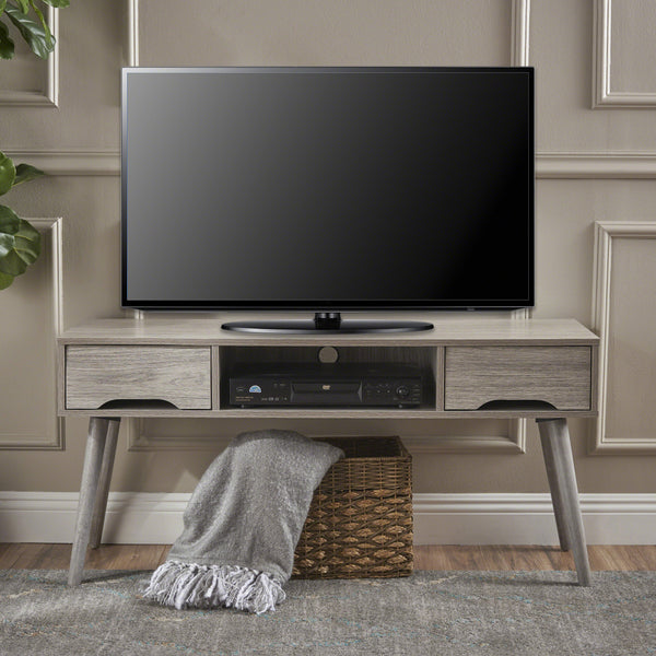 Gdf Studio Florie Mid Century Modern 2 Drawer & Shelf TV Stand
