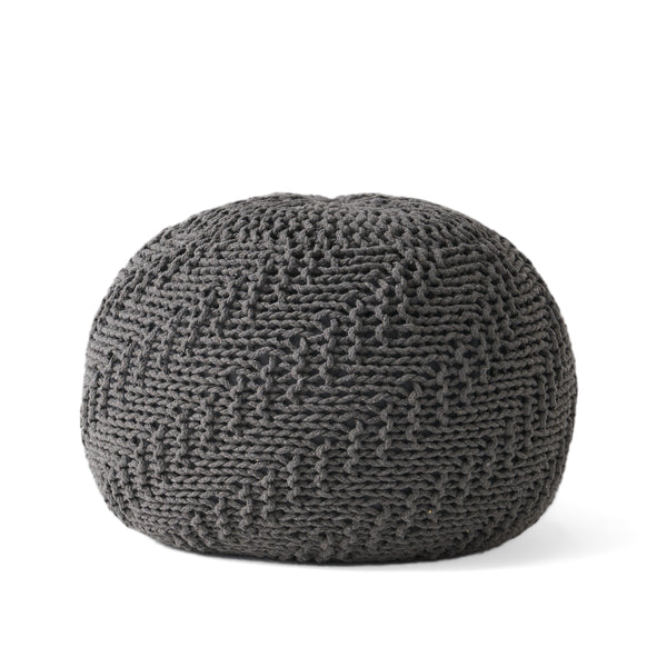 Gdf Studio Flovilla Modern Knitted Cotton Round Pouf