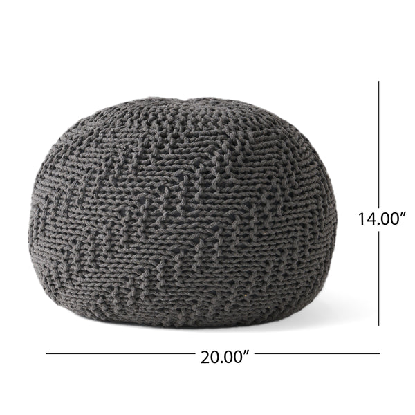 Gdf Studio Flovilla Modern Knitted Cotton Round Pouf