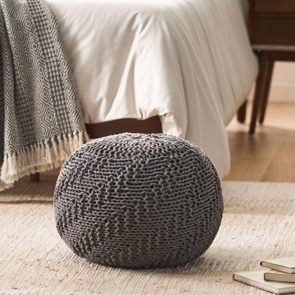 gdf studio Flovilla Modern Knitted Cotton Round Pouf