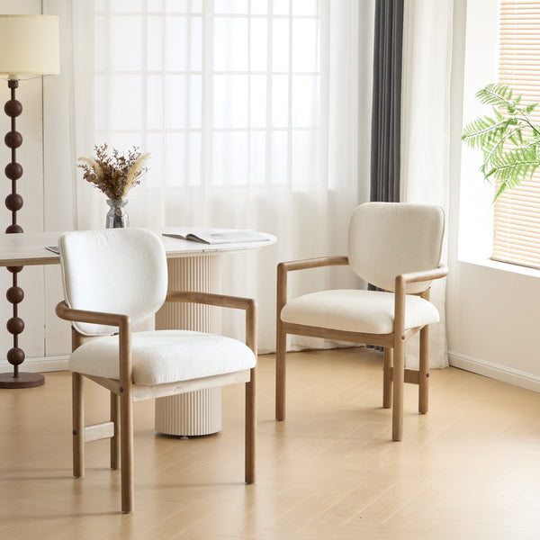 Gdf Studio Fluffy Modern Rubberwood Upholstered Dining Chairs