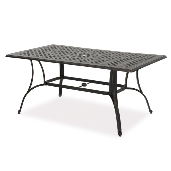 Gdf Studio Fonzo Outdoor 7 Piece Bronze Cast Aluminum Rectangular Dining Set