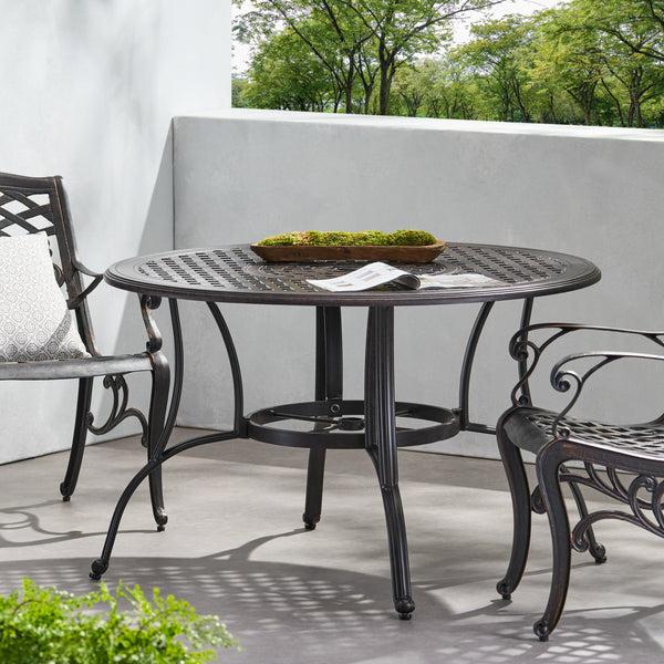 Gdf Studio Fonzo Outdoor Bronze Cast Aluminum Circular Dining Table (ONLY)