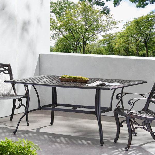 Gdf Studio Fonzo Outdoor Bronze Cast Aluminum Rectangular Dining Table (ONLY)