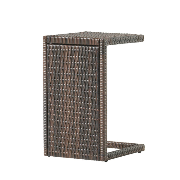 Gdf Studio Forrest Outdoor Wicker C-Shaped Side Table