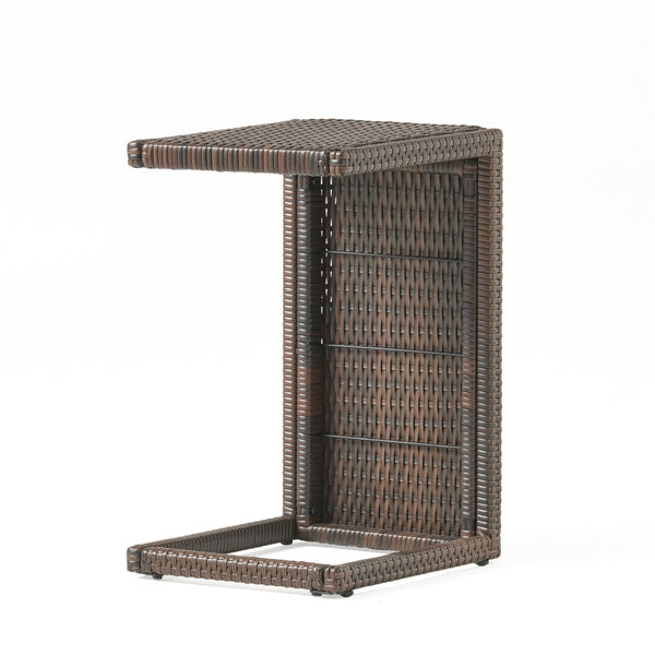 Gdf Studio Forrest Outdoor Wicker C-Shaped Side Table