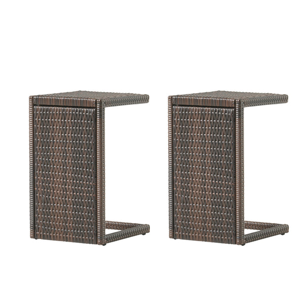 gdf studio Forrest Outdoor Wicker C-Shaped Side Table