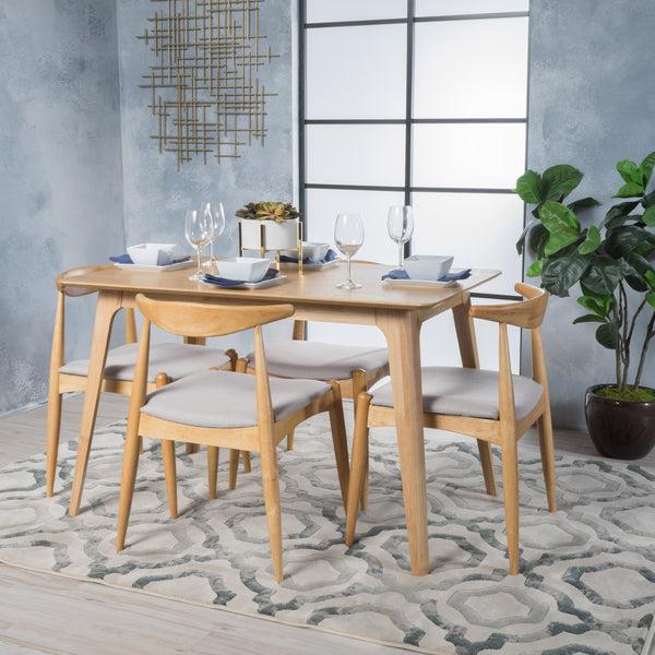 Gdf Studio Francaise Mid-Century Oak Finish 5 Piece Dining Set