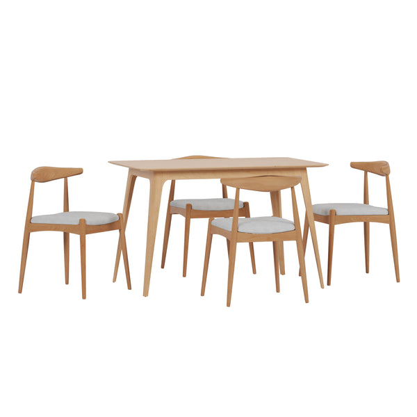 gdf studio Francaise Mid-Century Oak Finish 5 Piece Dining Set