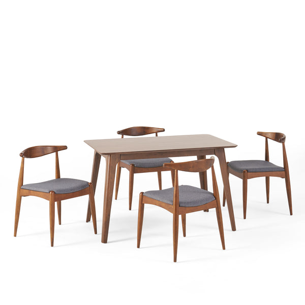 gdf studio Francaise Mid-Century Walnut Finish 5 Piece Dining Set