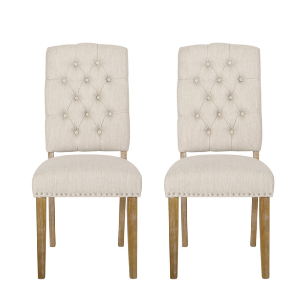 Gdf Studio Frances Contemporary Fabric Tufted Dining Chairs With Nailhead Trim Set Of 2