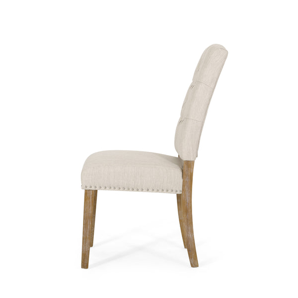 Gdf Studio Frances Contemporary Fabric Tufted Dining Chairs With Nailhead Trim Set Of 2