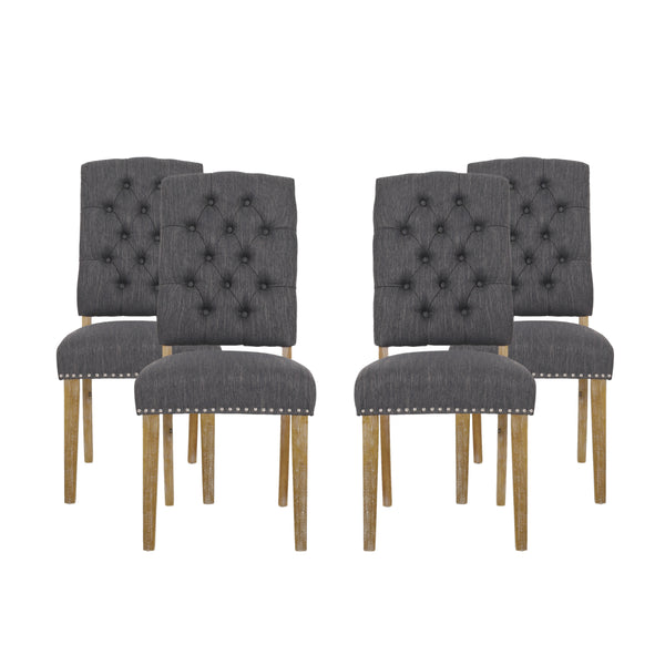 gdf studio Frances Contemporary Fabric Tufted Dining Chairs with Nailhead Trim Set of 4