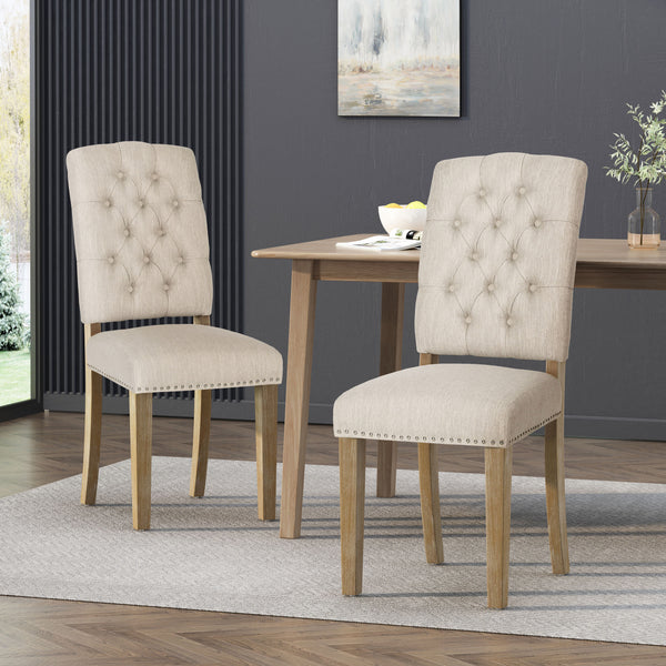 gdf studio Frances Contemporary Fabric Tufted Dining Chairs with Nailhead Trim Set of 2
