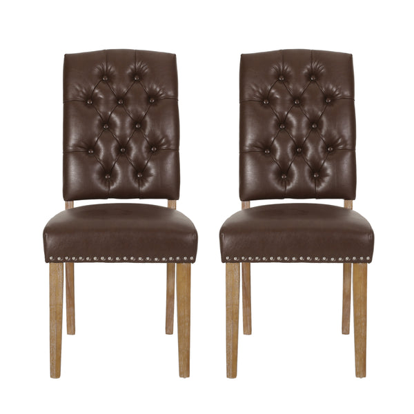 Gdf Studio Frances Contemporary Faux Leather Tufted Dining Chairs With Nailhead Trim Set Of 2