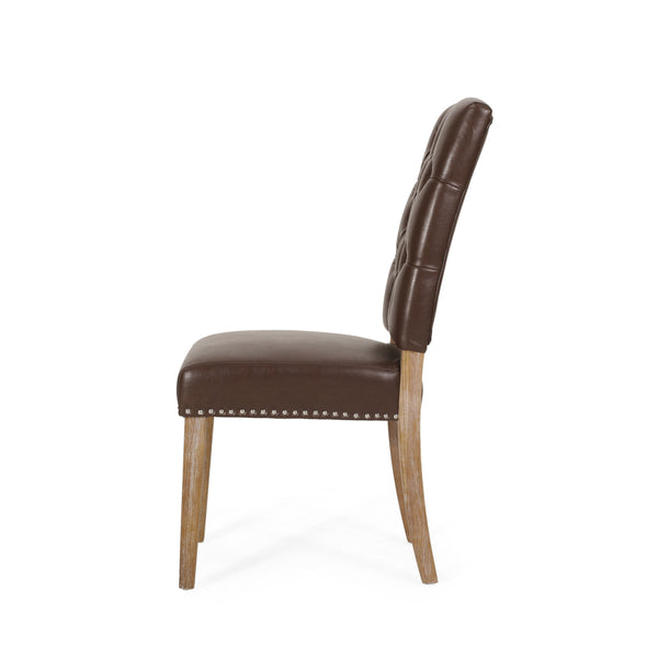 Gdf Studio Frances Contemporary Faux Leather Tufted Dining Chairs With Nailhead Trim Set Of 2