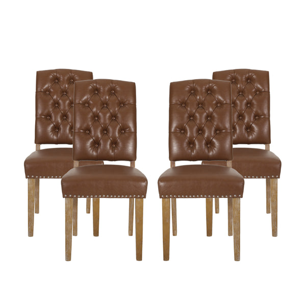 gdf studio Frances Contemporary Faux Leather Tufted Dining Chairs with Nailhead Trim Set of 4