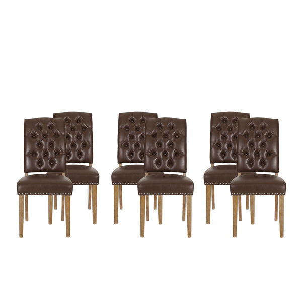 gdf studio Frances Contemporary Tufted Dining Chairs with Nailhead Trim Set of 6