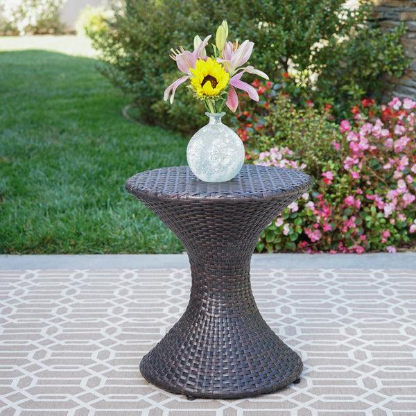 Gdf Studio Frances Outdoor 16-inch Multi-brown Wicker Hourglass Side Table